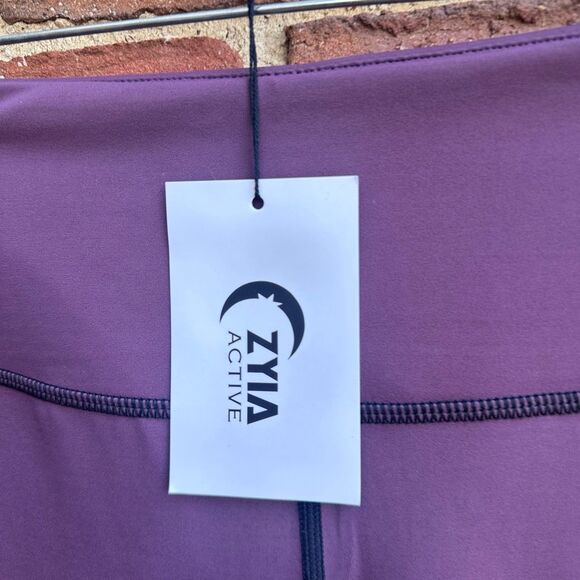 ZYIA Active Womens Hi-Rise Joker Light N Tight 28" Leggings Purple Black 6-8 NEW - Picture 8 of 10